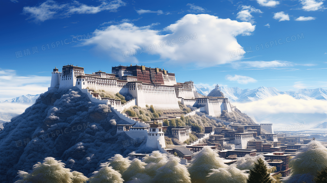 中国著名景点西藏布达拉宫美景概念图