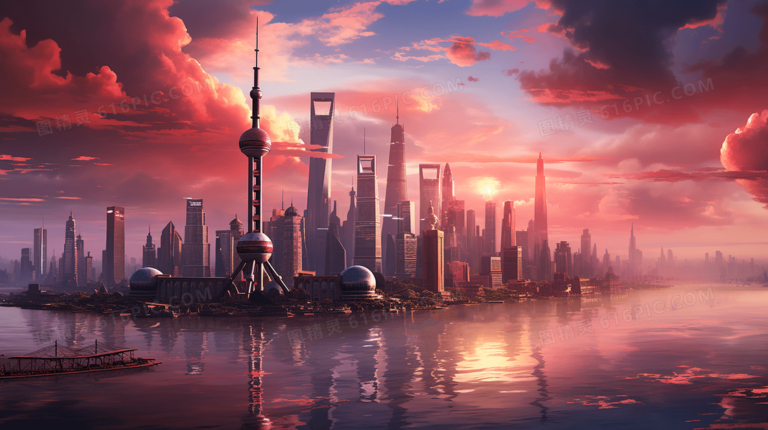 上海外滩黄浦江风景概念创意图片