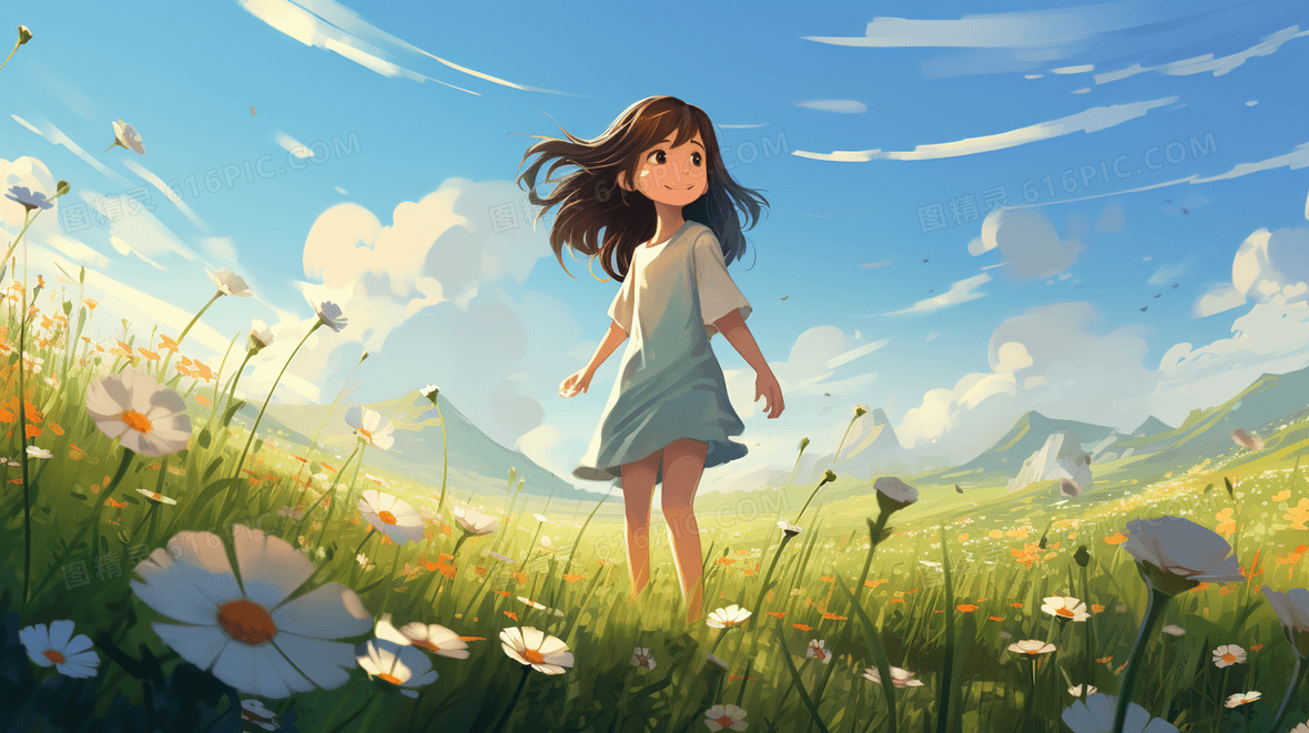 女孩风景插画背景图片下载_免费高清女孩风景插画背景设计素材_第3页_图精灵