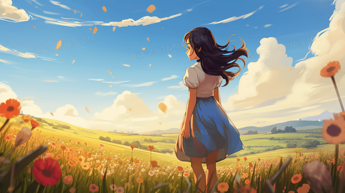 女孩风景插画背景图片下载_免费高清女孩风景插画背景设计素材_第3页_图精灵