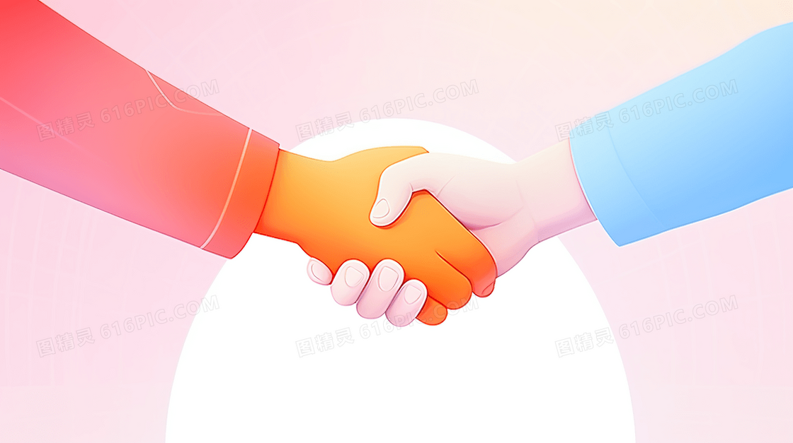 商务握手合作共赢插画