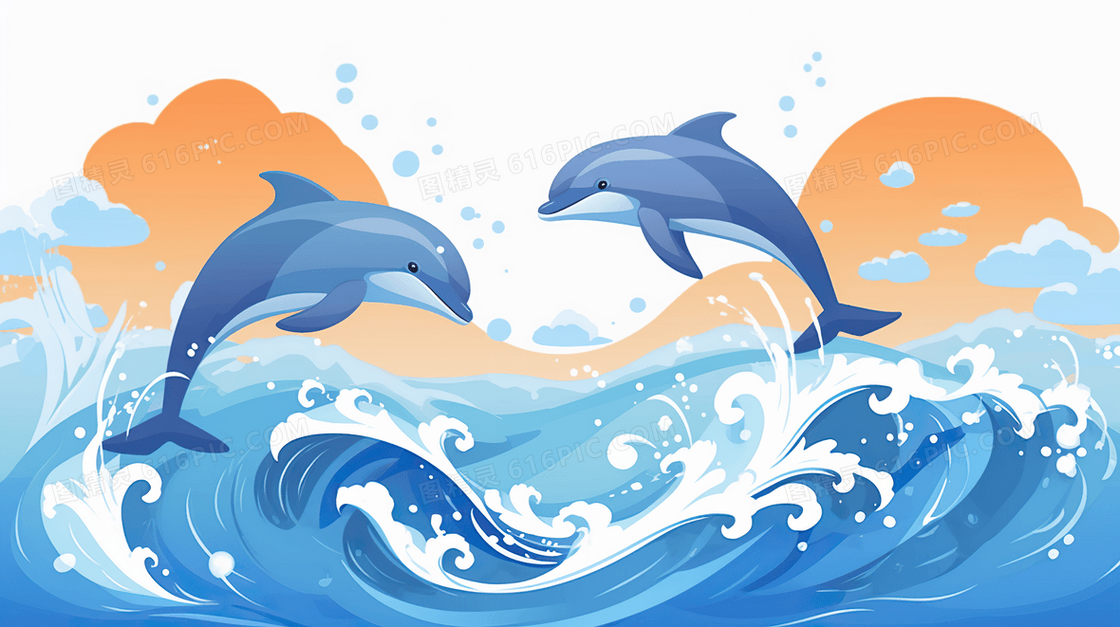 保护大海海洋生物环保插画