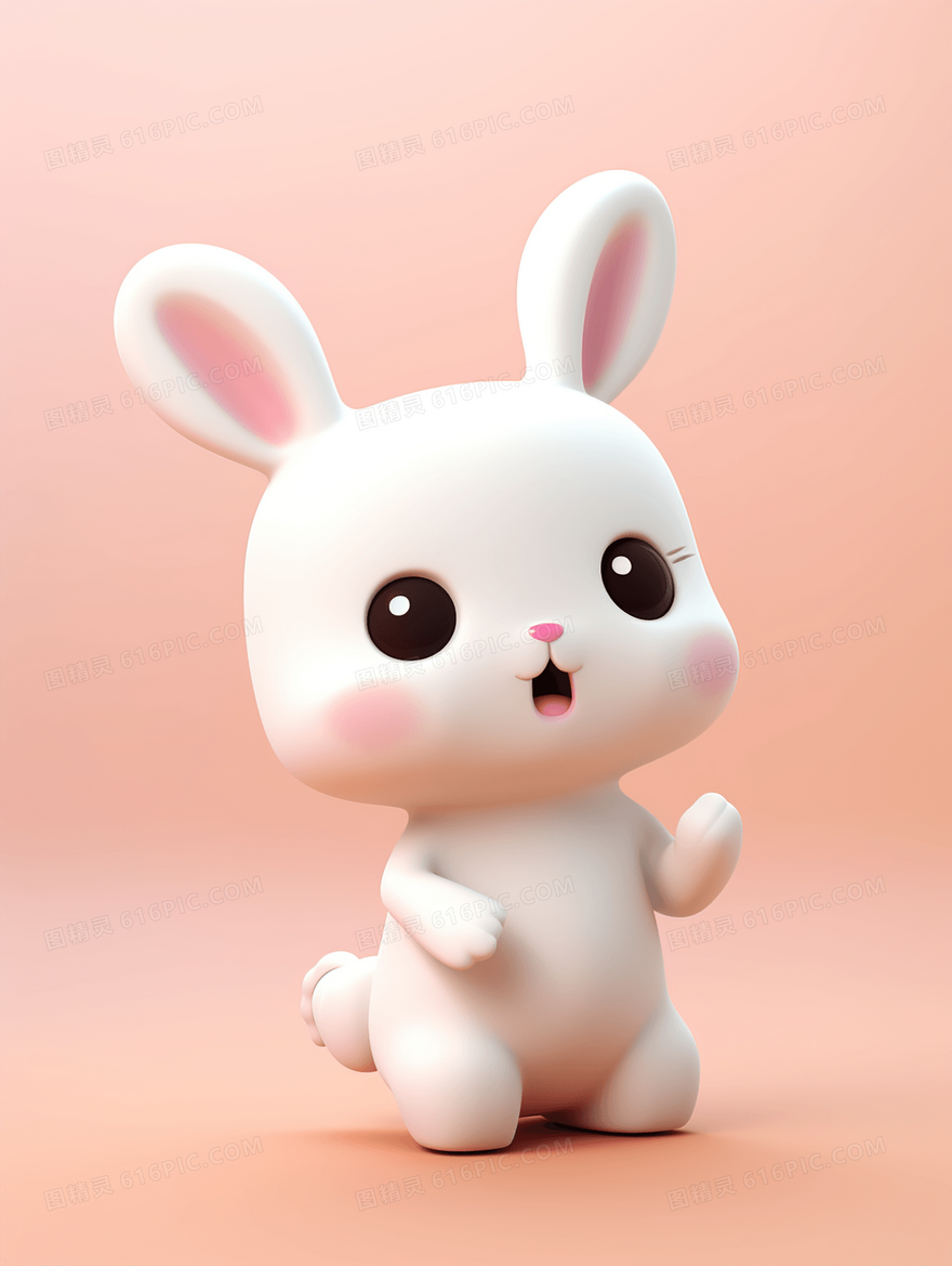 3D立体小白兔可爱动物卡通插画