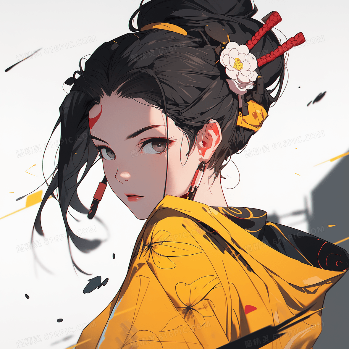 游戏漫画人物忍者武士形象特写创意插画