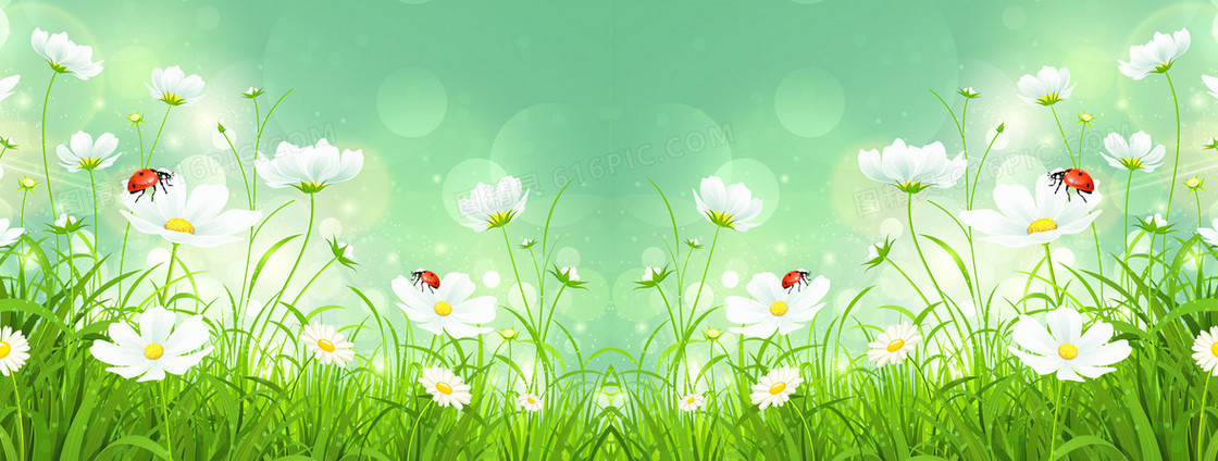卡通清新太阳花唯美背景banner