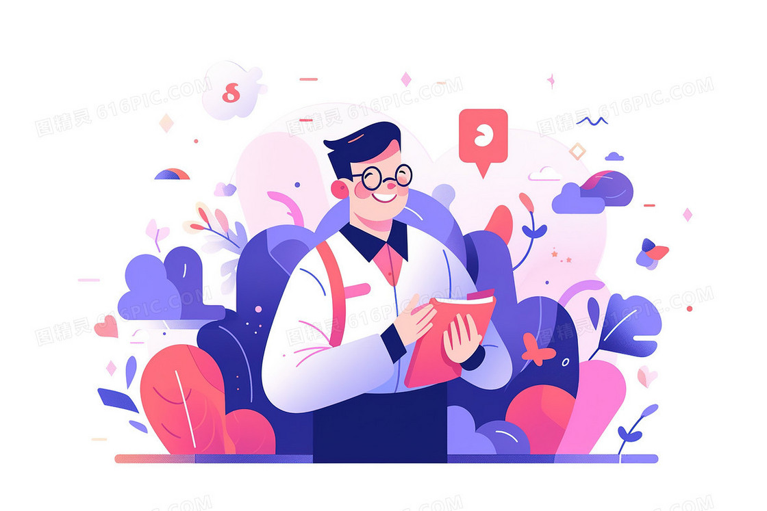 扁平风男老师插画