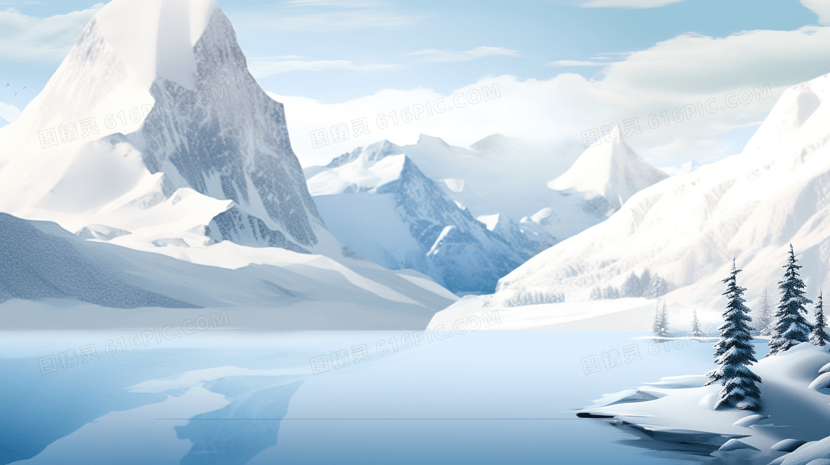 森林雪山油画背景图片下载_1920x900像素JPG格式_编号vrgf3yp61_图精灵