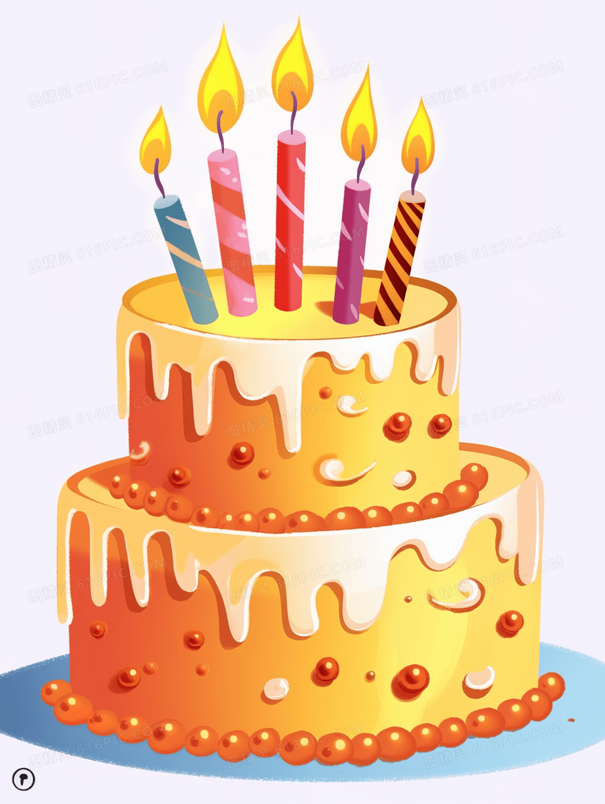 缤纷多层的生日蛋糕插画