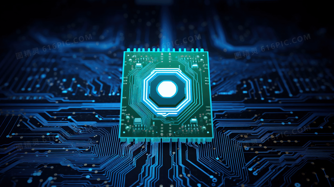 蓝色科技感数据传输电子芯片背景