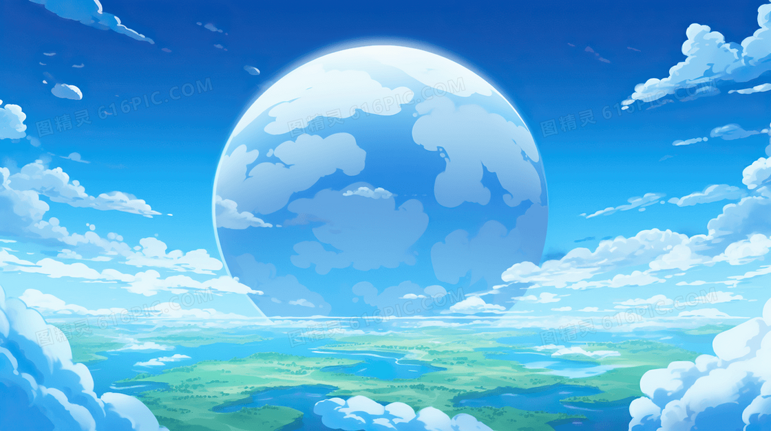 世界和平日蓝天白云地球插画