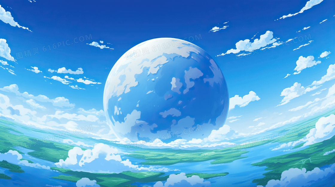 世界和平日蓝天白云和平地球插画