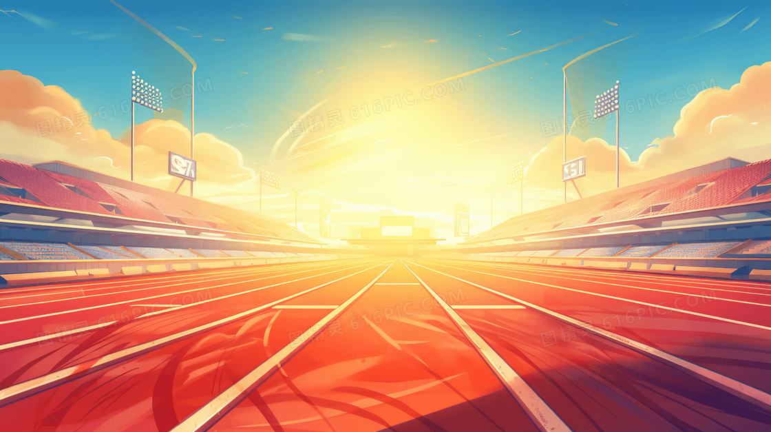 前方光明的赛场跑道插画