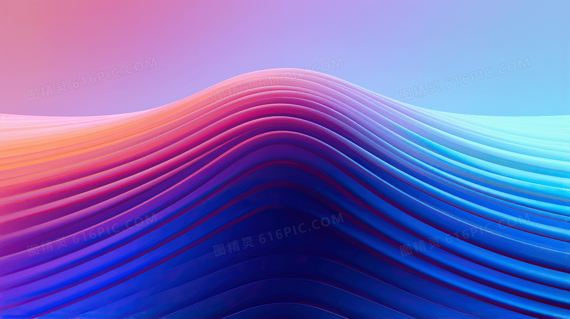 彩色流体渐变线条商务科技企业宣传插画