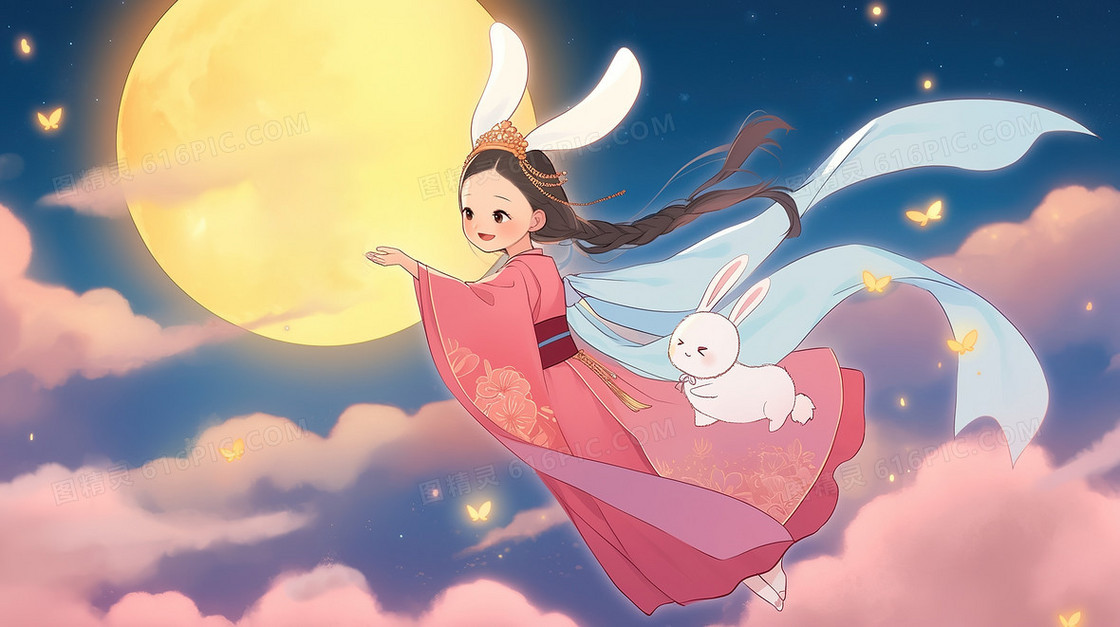 中秋节佳节卡通创意插画