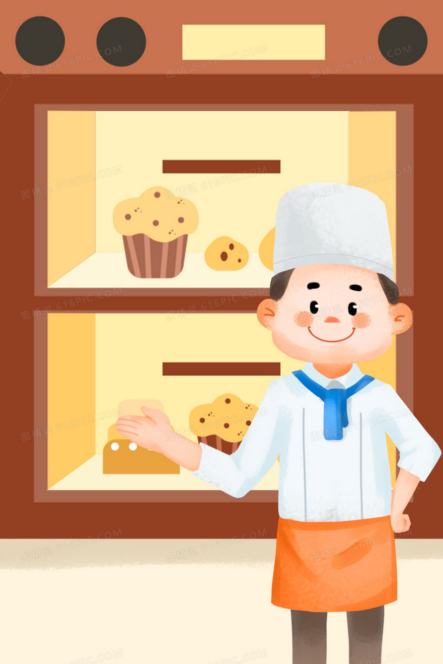 世界厨师日烘焙面包师插画