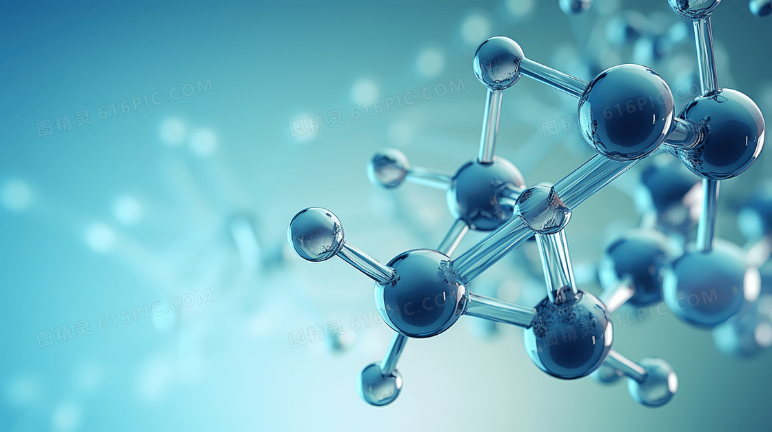 蓝色分子结构立体商务简约插画
