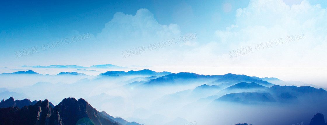 大气山川河流风景背景图