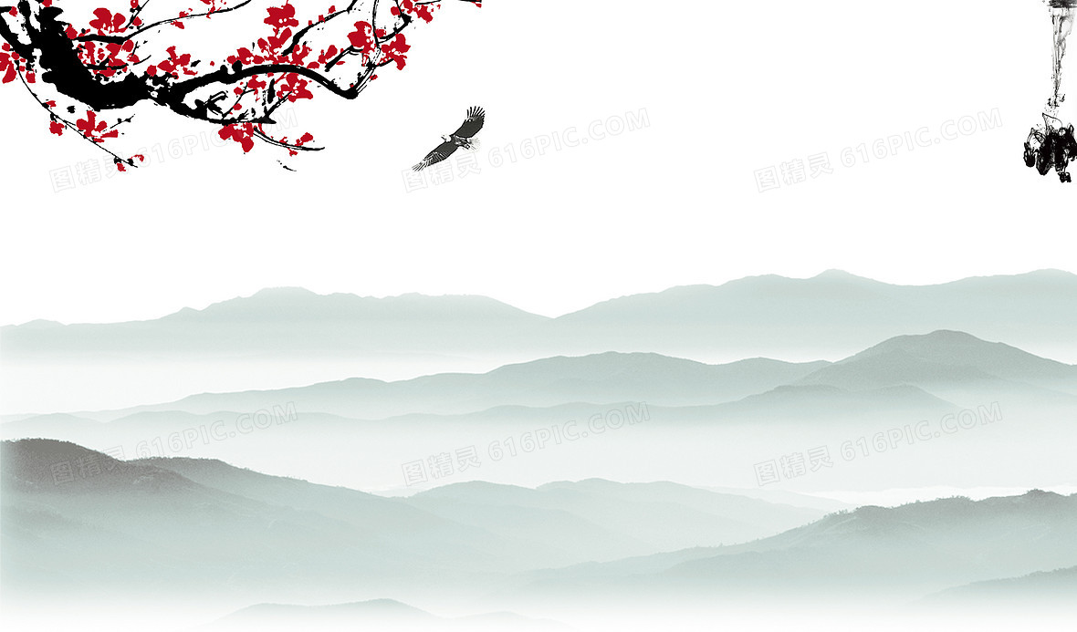 古风禅意梅花水墨背景背景图片下载_1920x700像素JPG格式_编号1lwfdjerv