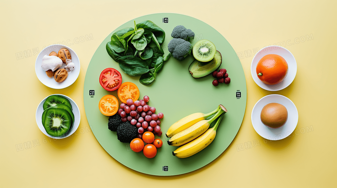 健康饮食蔬菜水果插画