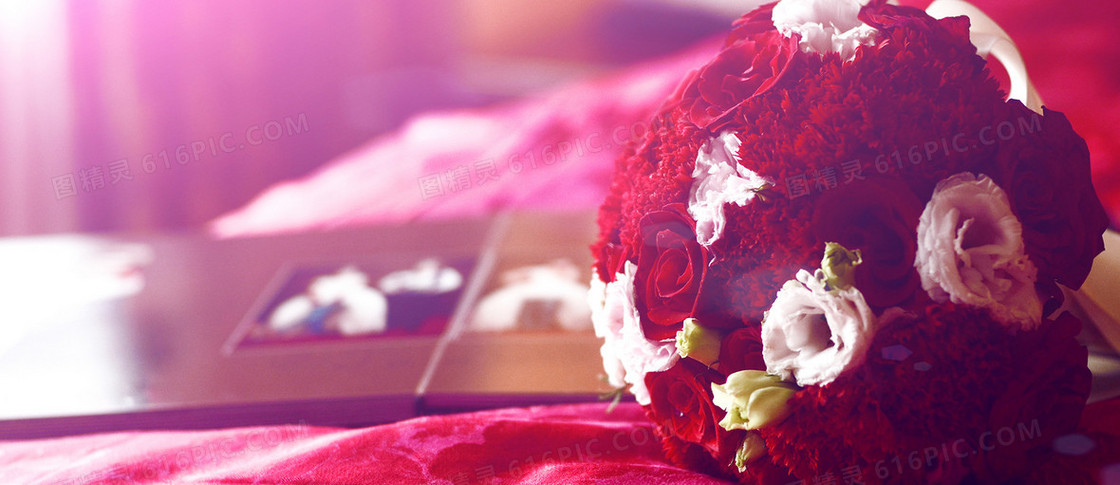 新娘手捧花唯美玫瑰背景banner