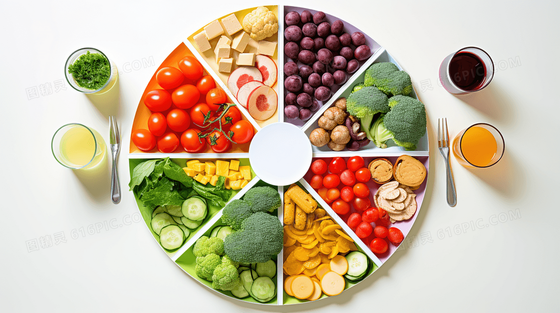 健康饮食蔬菜水果插画