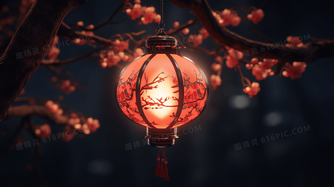 一盏中式古典花灯概念图片