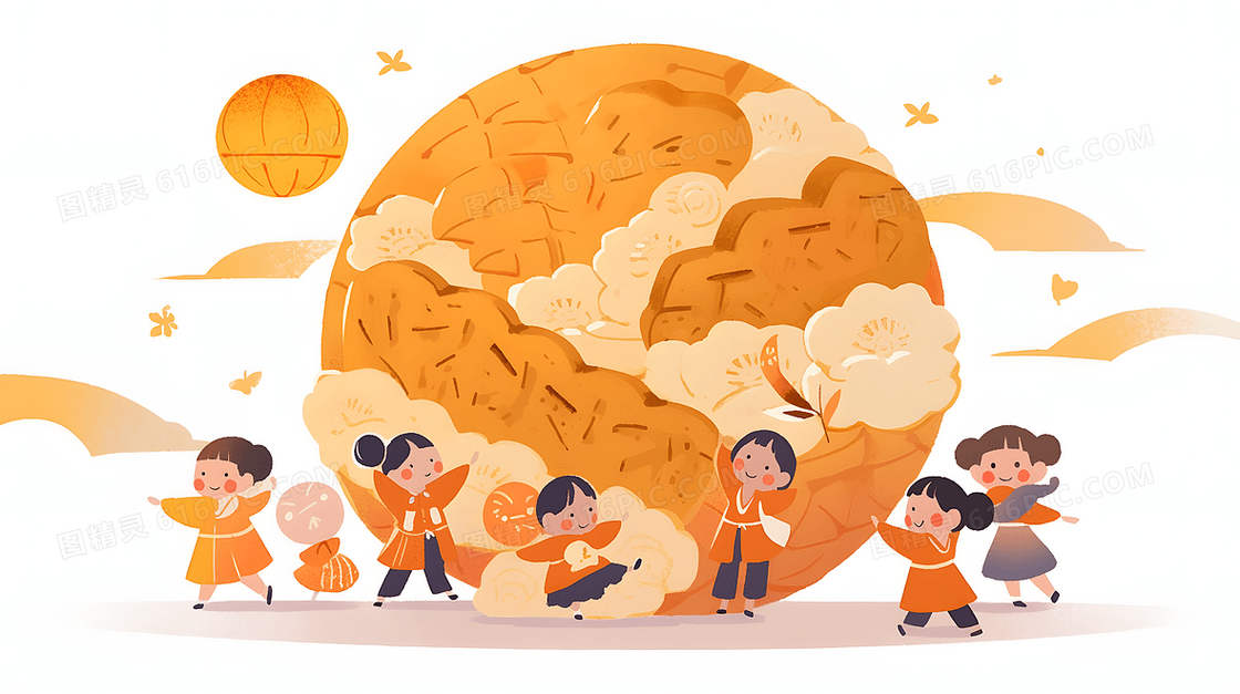 中秋节创意月饼插画
