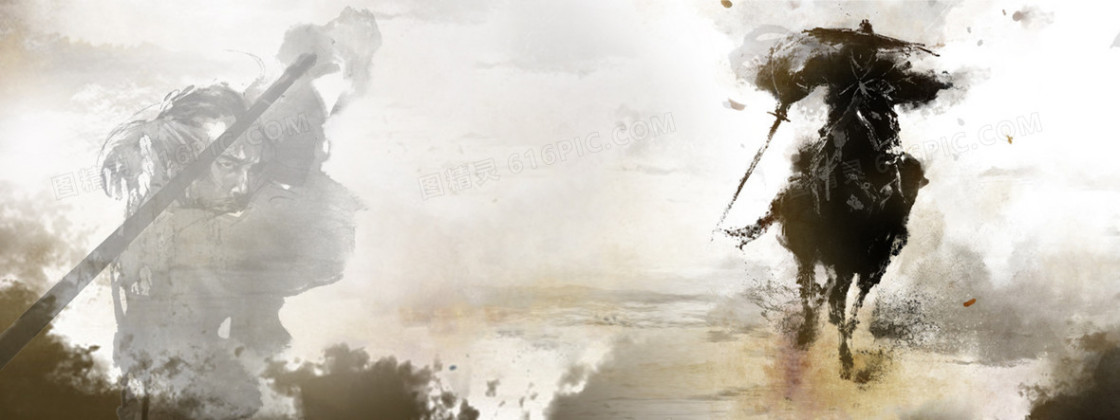 武侠水墨长剑剑客中国风海报banner