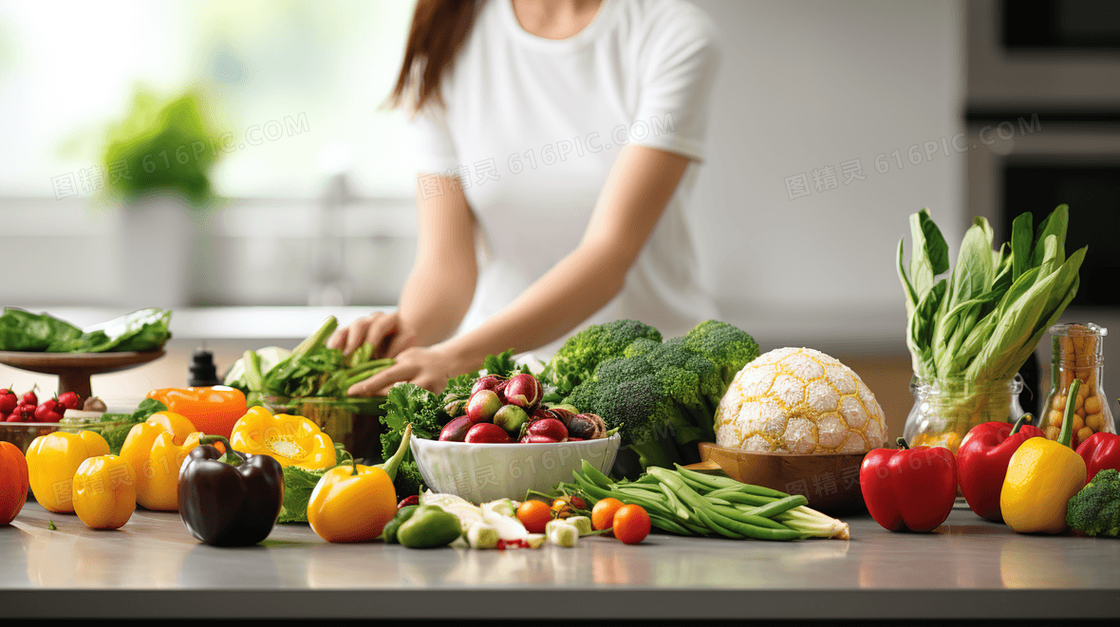 绿色健康蔬菜素食食材概念图片