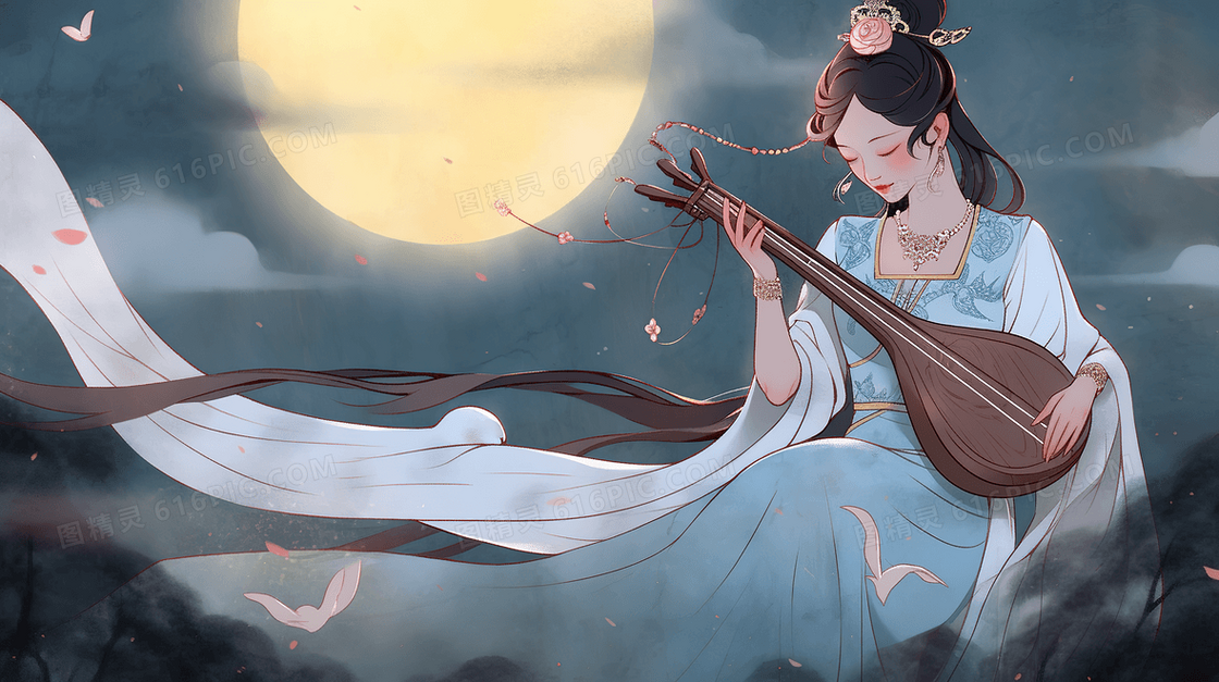 中秋嫦娥奔月古风创意插画