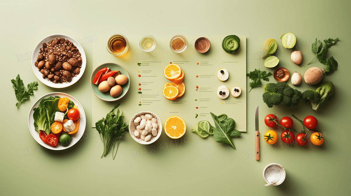 绿色健康蔬菜水果营养食材概念图片