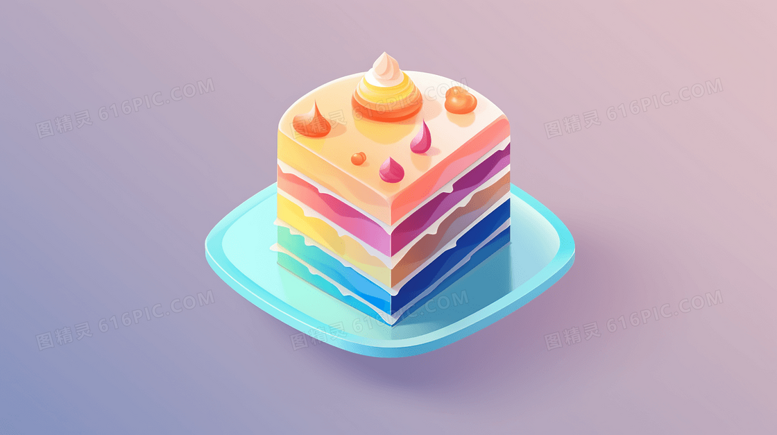 造型可爱小蛋糕过生日插画