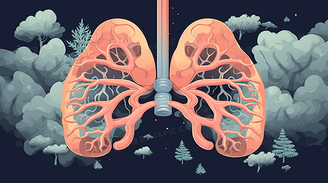 预防肺部疾病医疗健康身体器官插画