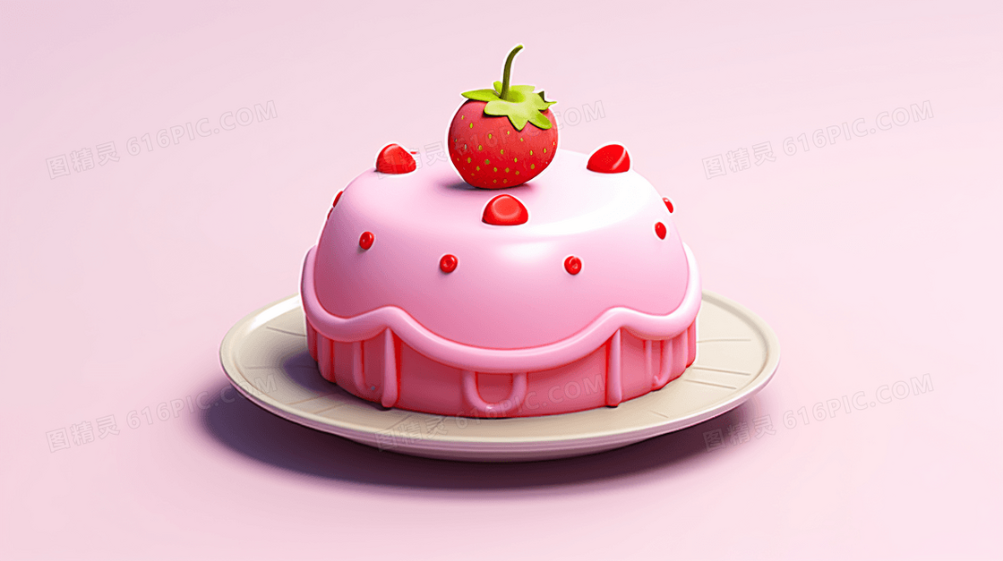 草莓生日蛋糕过生日插画