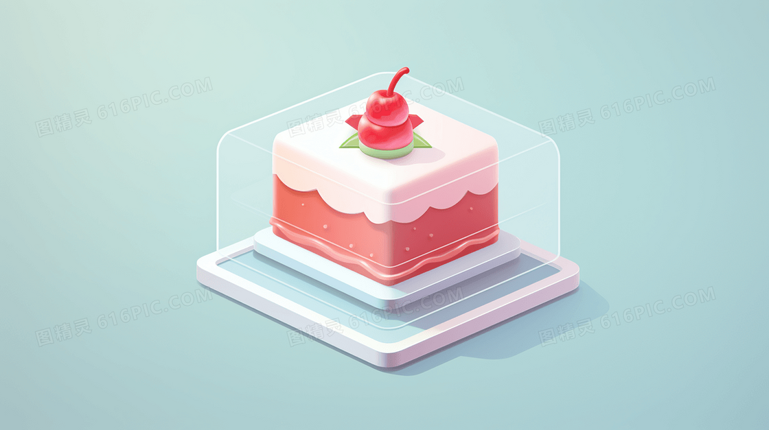 可爱小蛋糕过生日插画