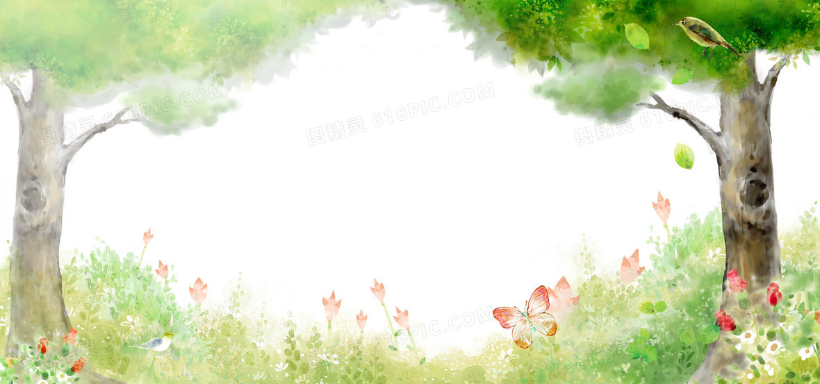 手绘森林背景图片下载 免费高清手绘森林背景设计素材 图精灵