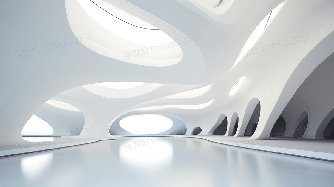 白色极简艺术馆室内设计概念图片