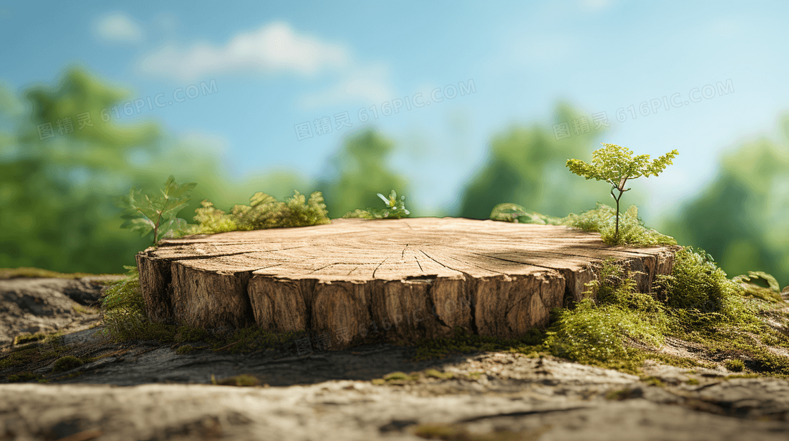 森林中的树桩土地概念图片