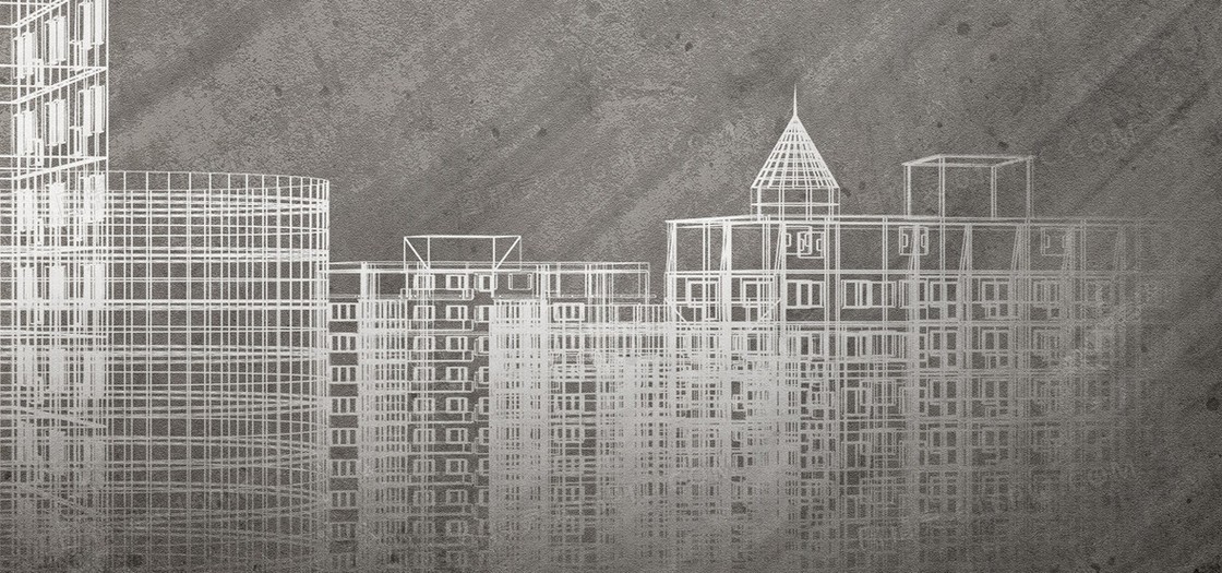 手绘工程图楼房草图背景banner