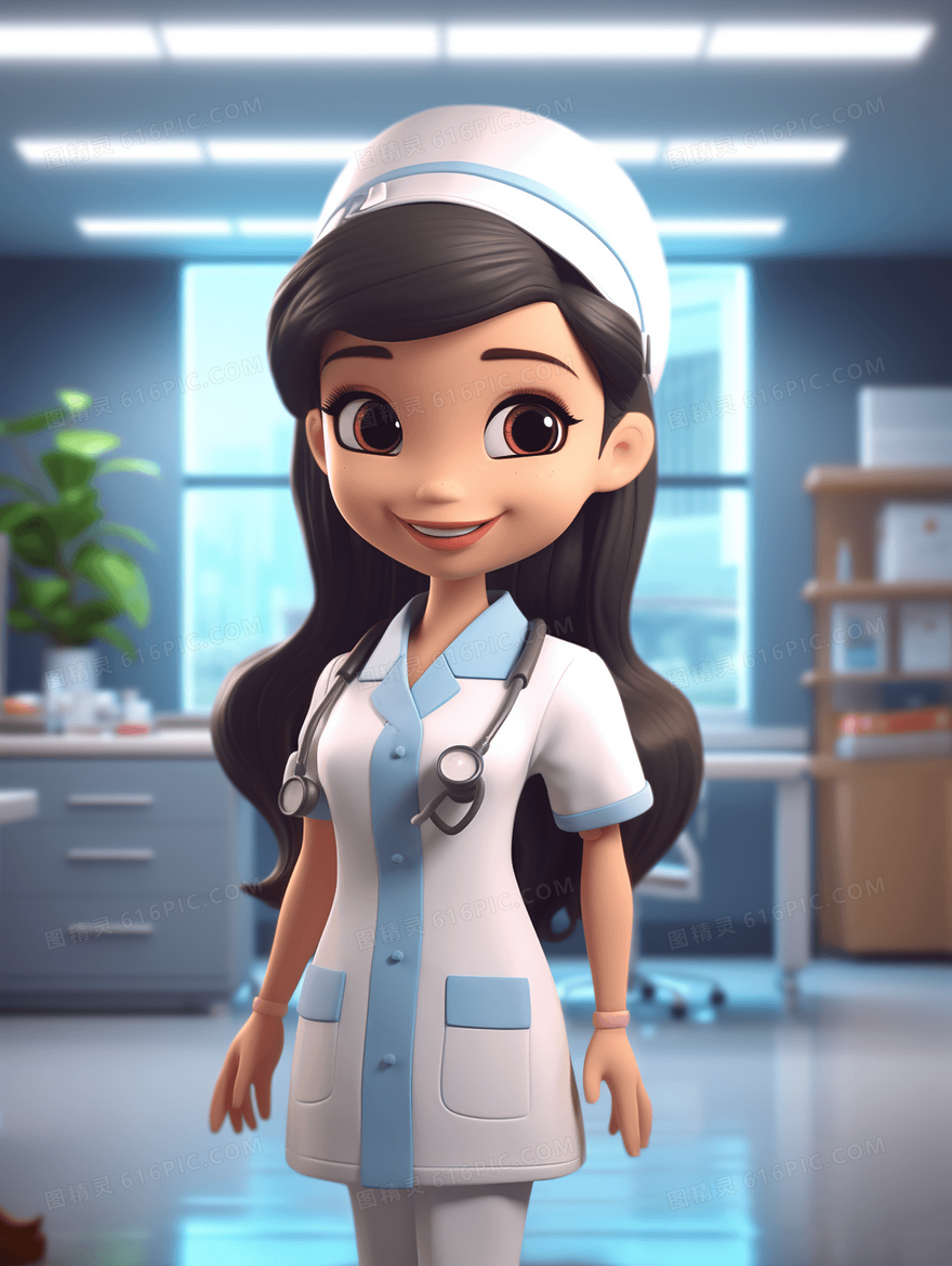 医院里的白衣护士插画