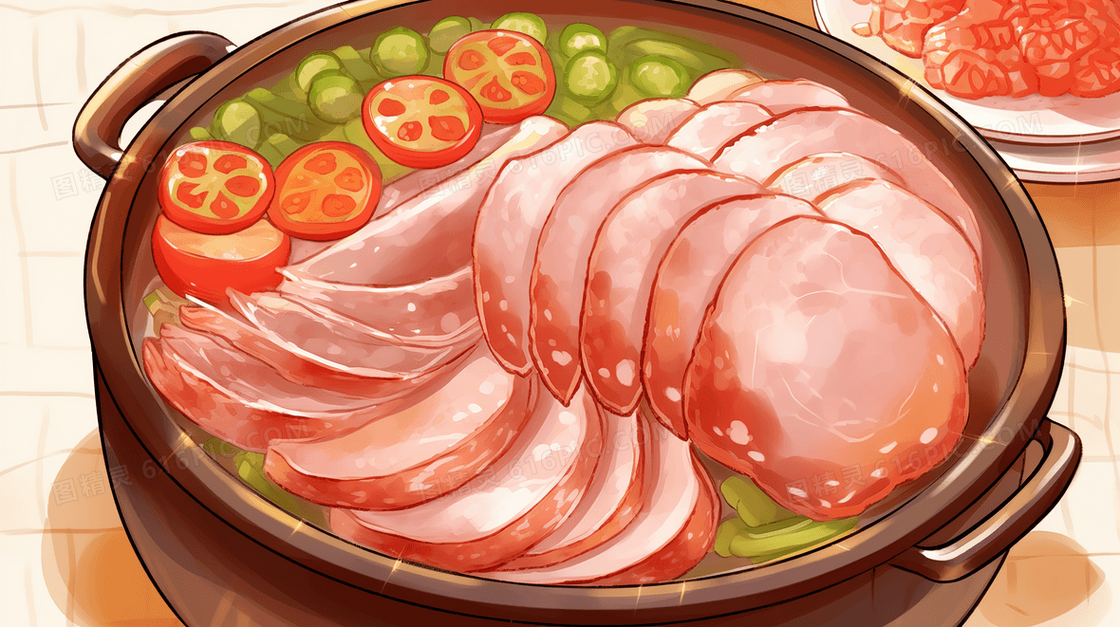 火腿美食美味插画