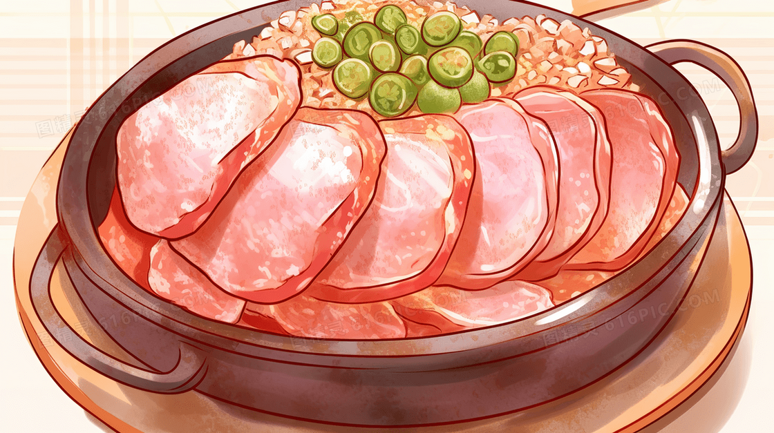 火腿美食美味插画