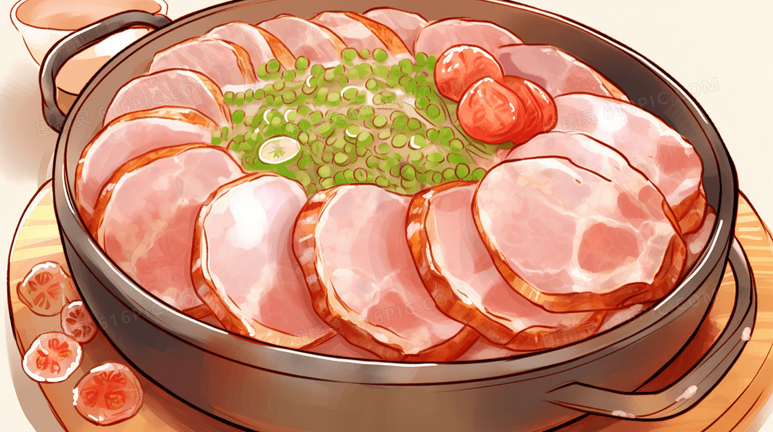 火腿美食美味插画