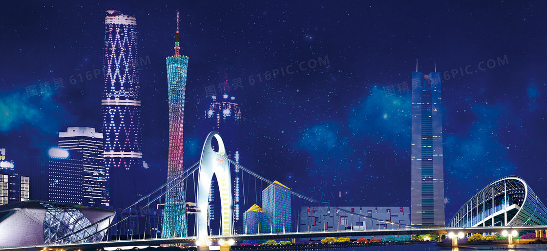 广州旅游海报广州地标建筑banner