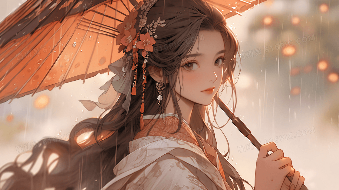 古风美女小说封面插画