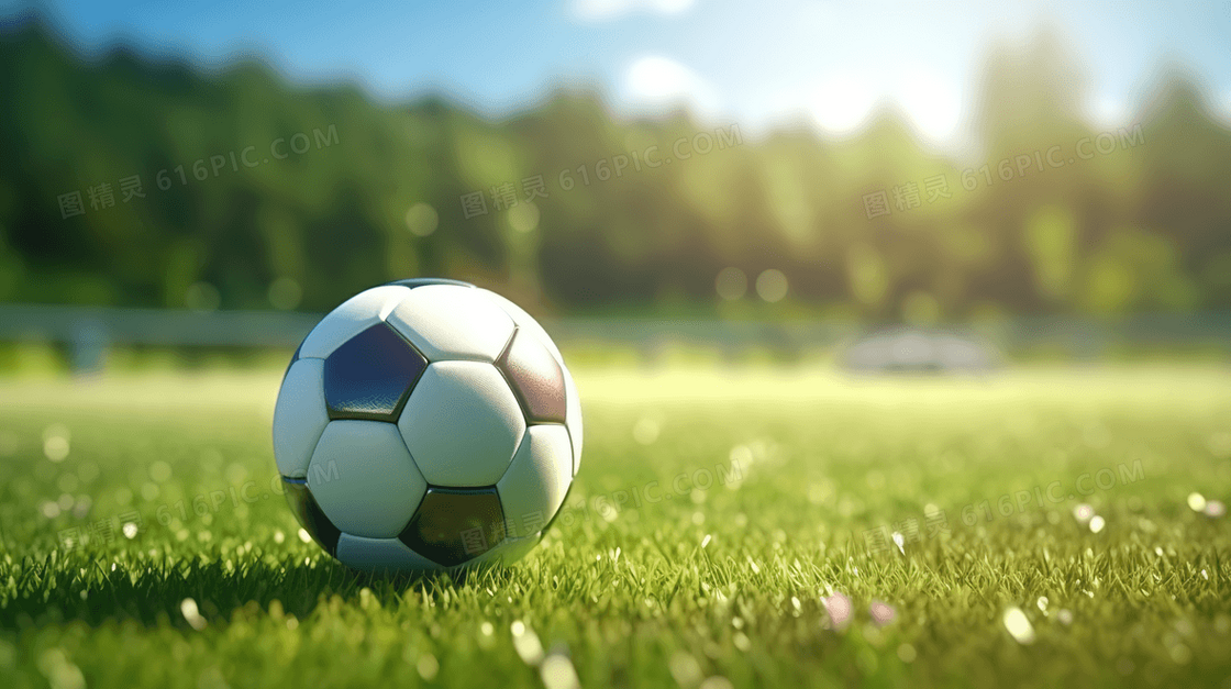 草坪上的足球概念图片