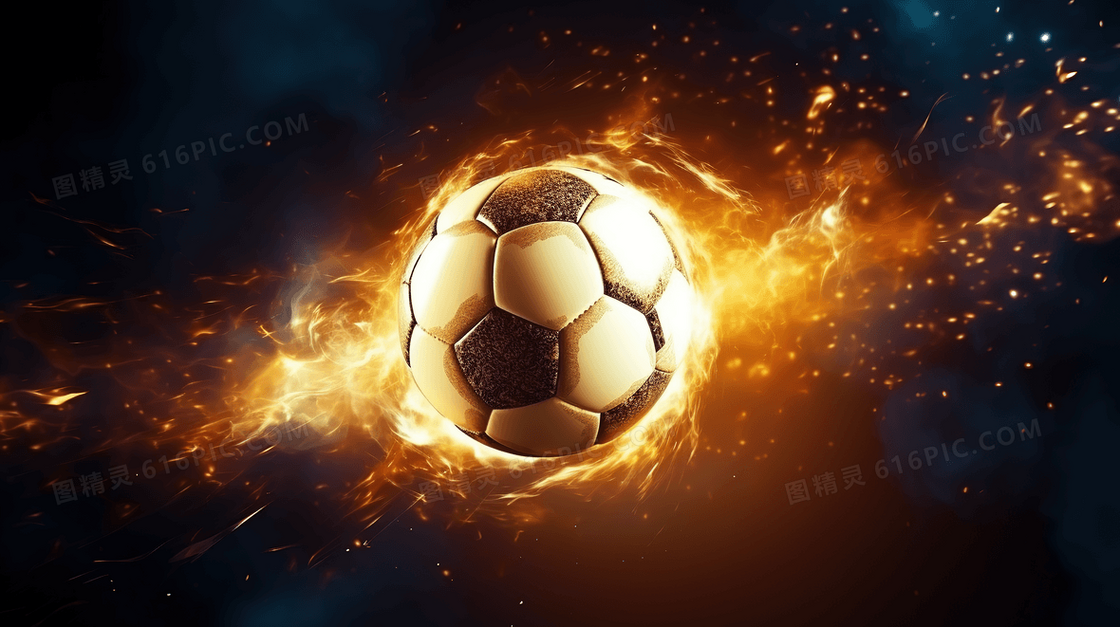 力量火焰包裹的足球概念图片