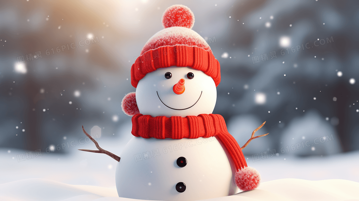 可爱的c4d雪人插画背景图片下载_2912x1632像素jpg格式_编号196fen661