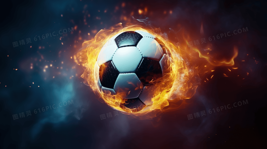 火焰包裹着的足球插画