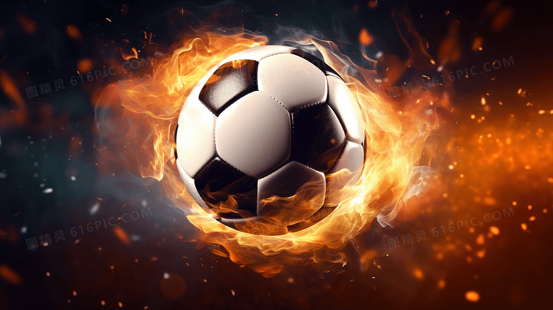 火焰包裹着的足球概念图片